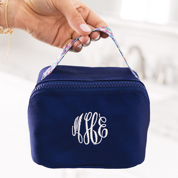 fiji floral monogrammed make up bag