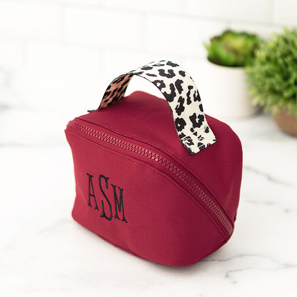 maroon makeup bag
