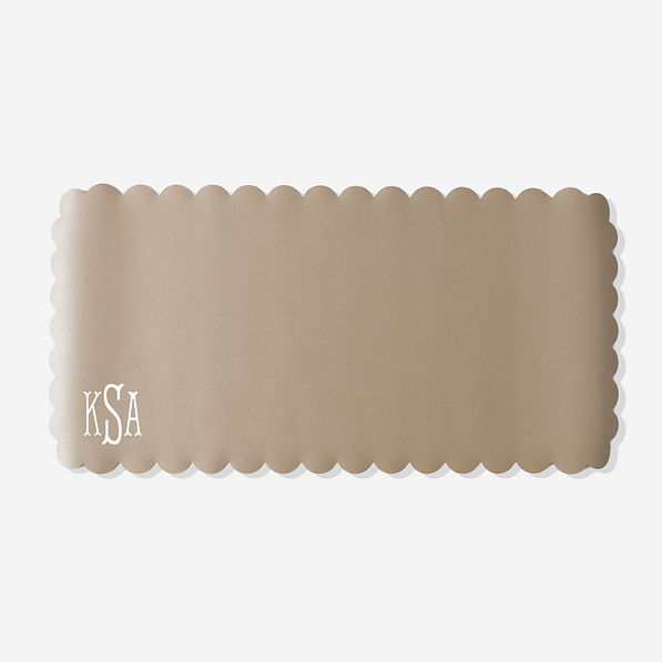 Monogrammed Desk Mat in gold with monogram