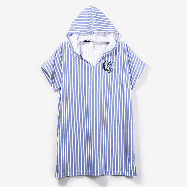 Blue and white striped beach cover up online