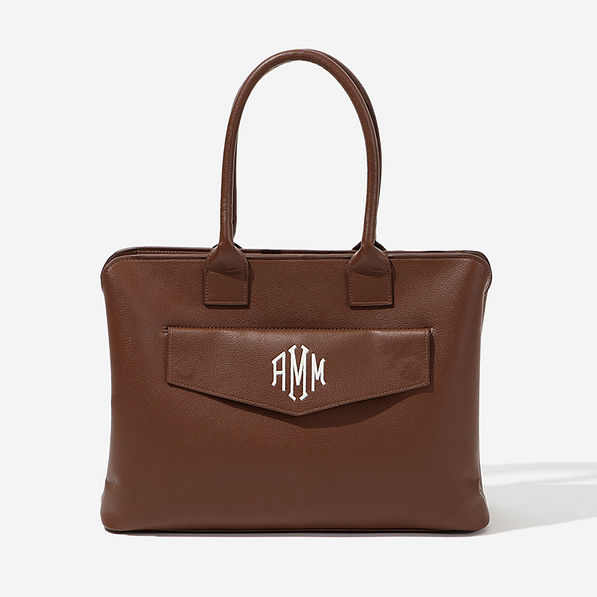 Monogrammed Essential Work Tote in Brown