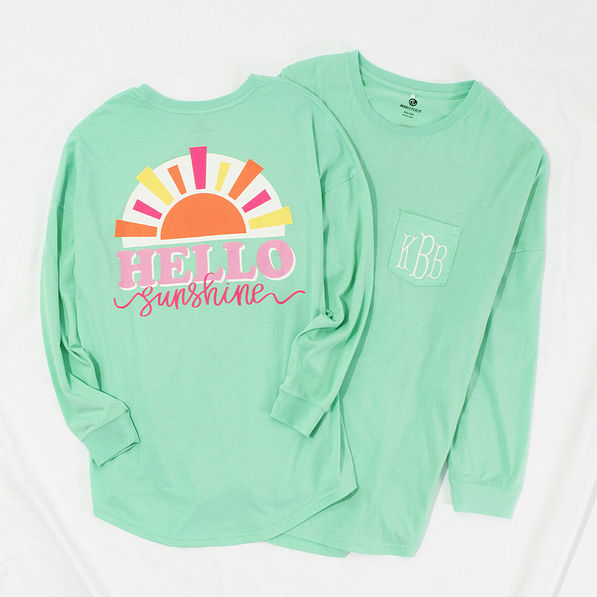mint hello sunshine t-shirt flatlay
