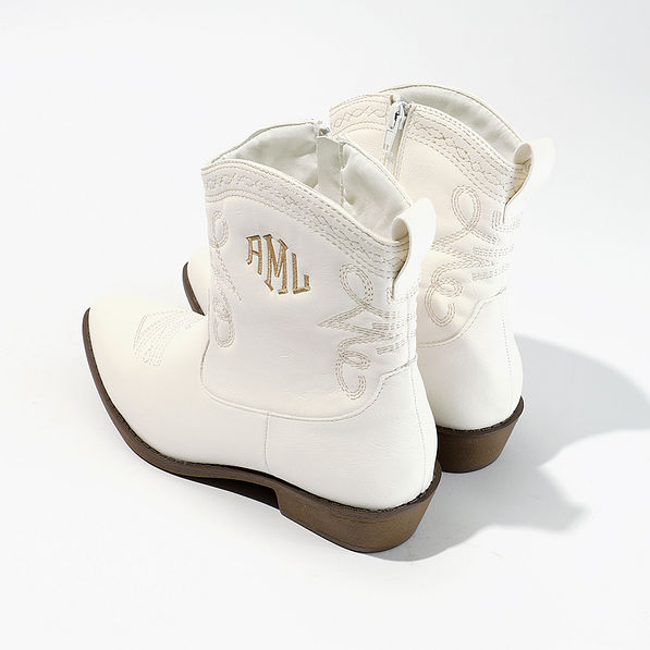 back and side view of short cowboy boots