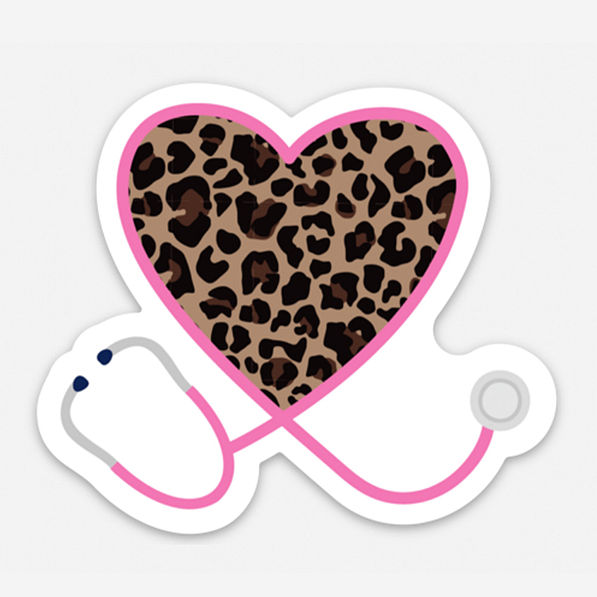 Leopard Heart Nurse Sticker