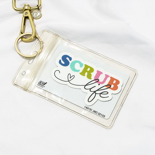 Scrub Life Sticker on badge