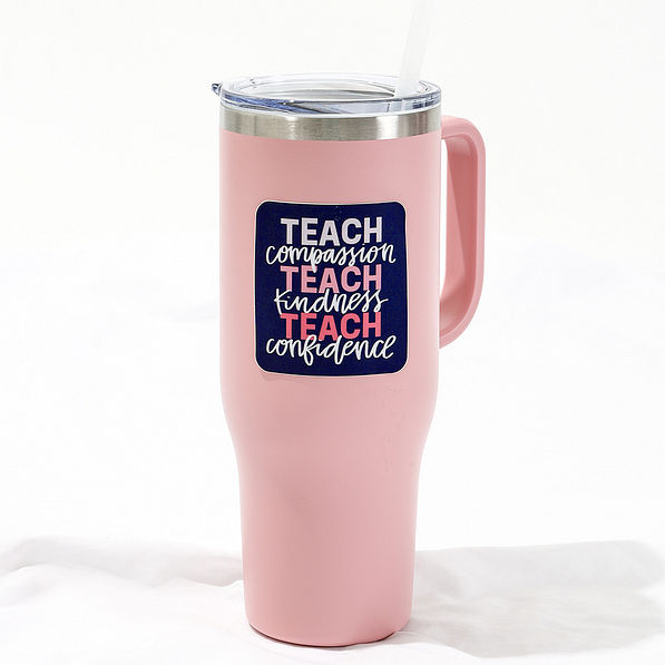 Navy Teach Sticker on travel tumbler