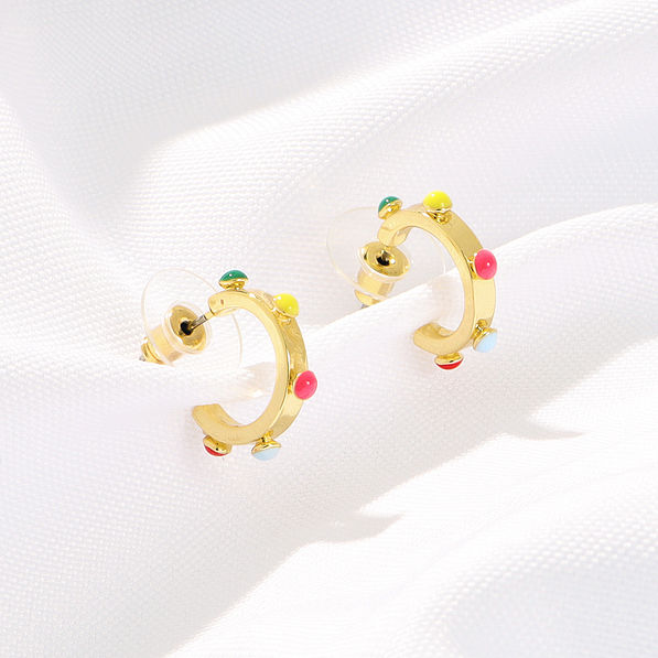 gold hoop rainbow earrings