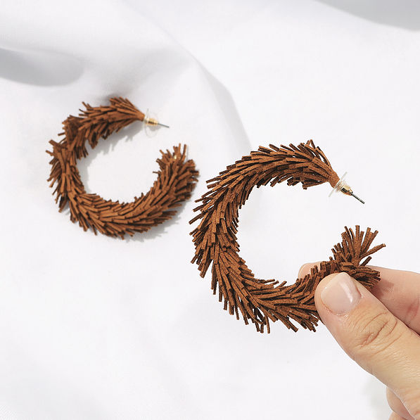 fringe suede hoop earrings