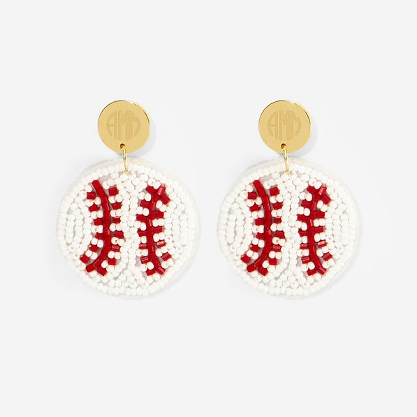 monogrammed baseball earrings