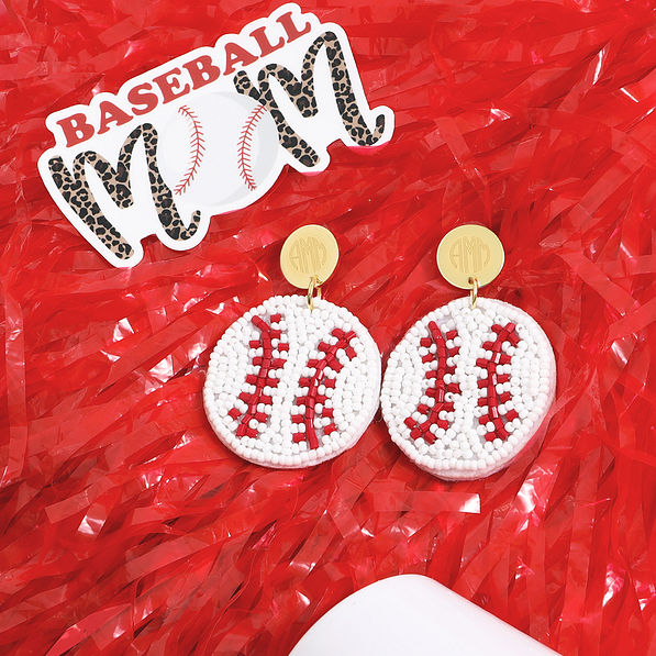 423.83 KB beaded baseball earrings on pom pom with baseball mom sticker