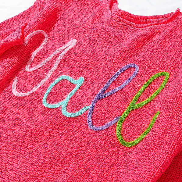 Close up of yall sweater