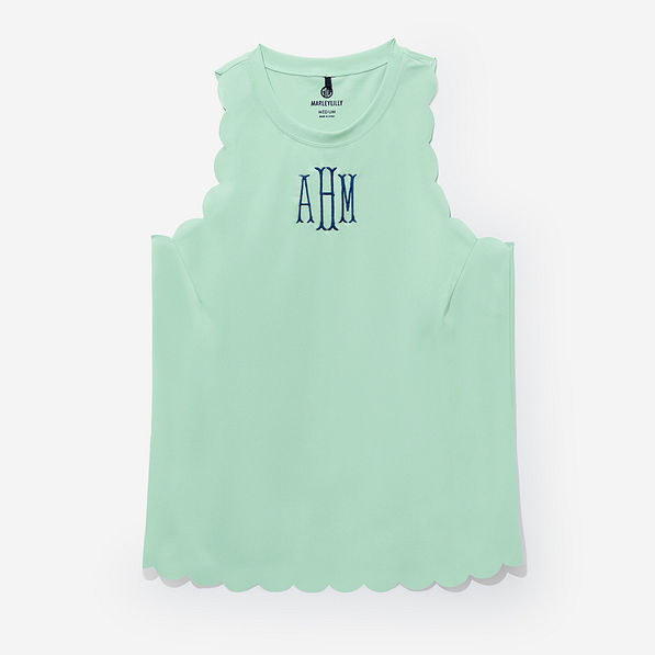 monogrammed exercise tank in mint