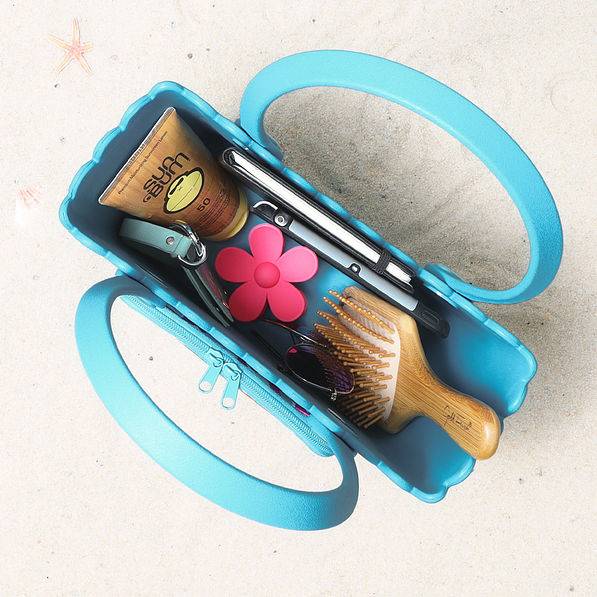 leopard confetti mini waterproof beach bag inside shot