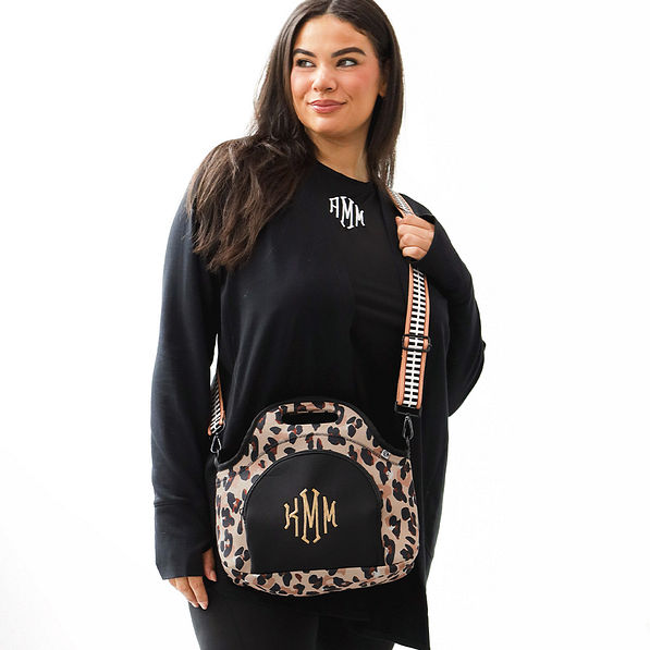 classic cheetah neoprene lunch bag crossbody