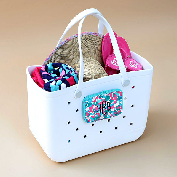 mini pouch on packed beach bag