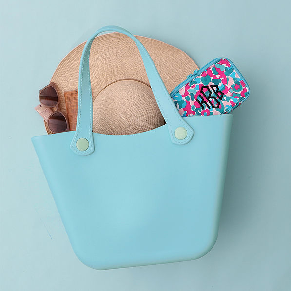 leopard confetti pouch in beach bag