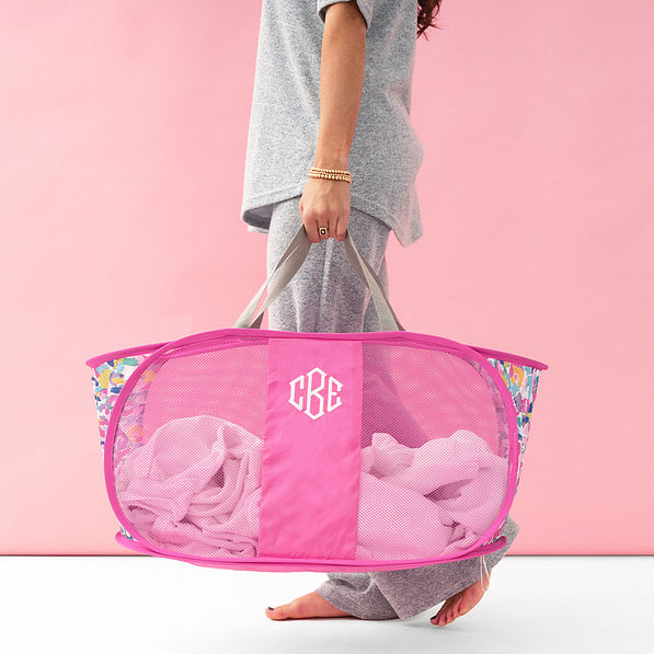 watercolor cheetah pop up hamper in hand