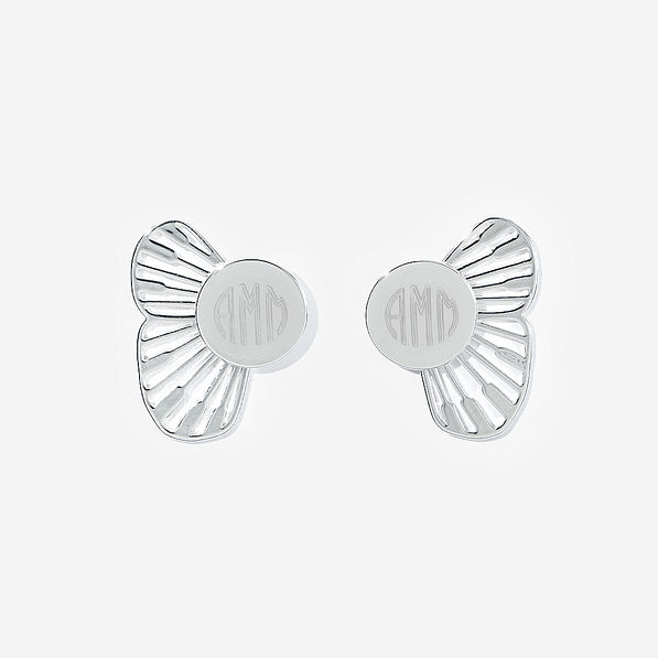 Monogrammed Butterfly Earrings in Silver