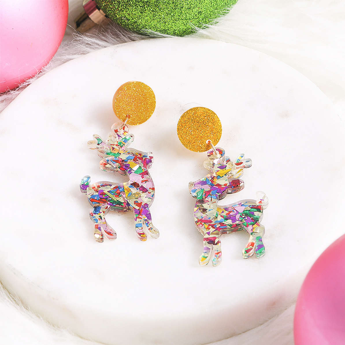 A01524: Antique gold finish resin reindeer table piece,17in main image 1