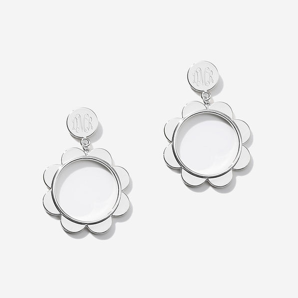 Monogrammed Scallop Earrings in silver