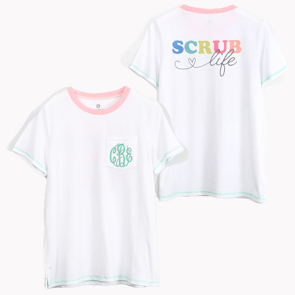 monogrammed nurse t-shirt in ringer style