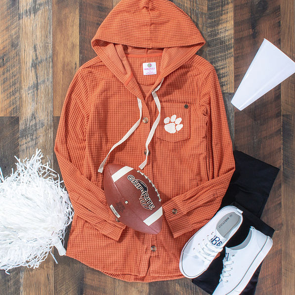 clemson tigers waffle shacket flatlay