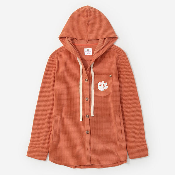 Clemson Tigers Waffle Shacket in Pumpkin