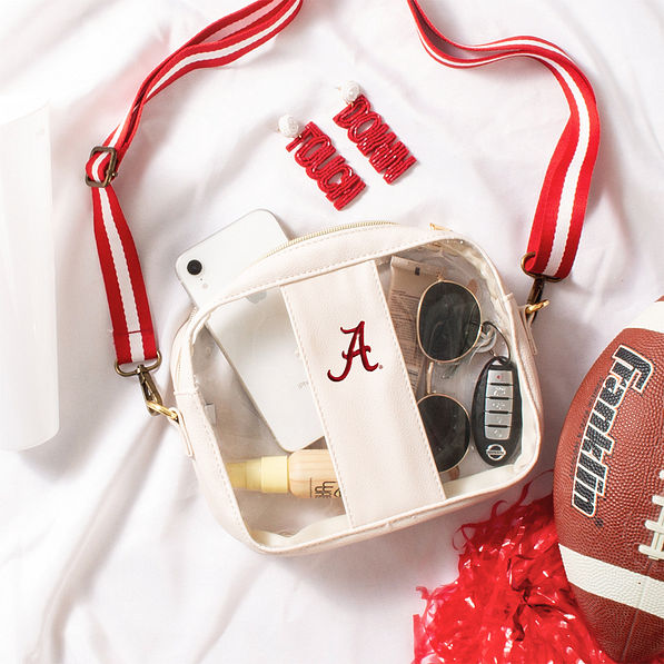 alabama crimson tide clear stadium crossbody bag with props