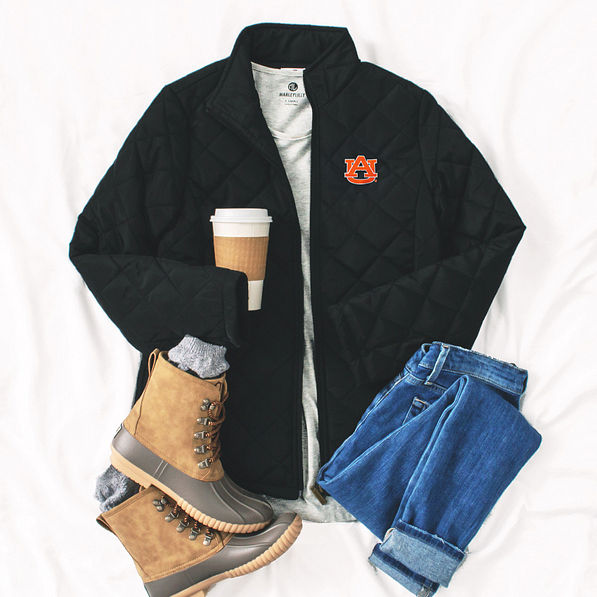 auburn tigers puffer jacket in black flatlay