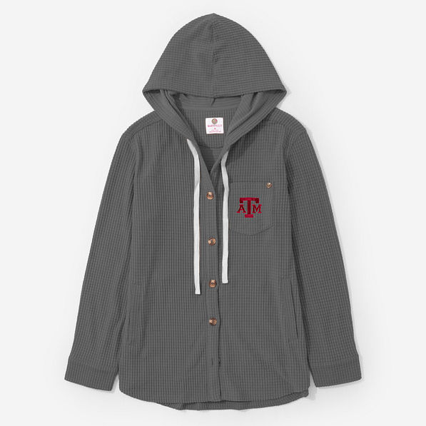 Texas A&M Waffle Shacket in Charcoal