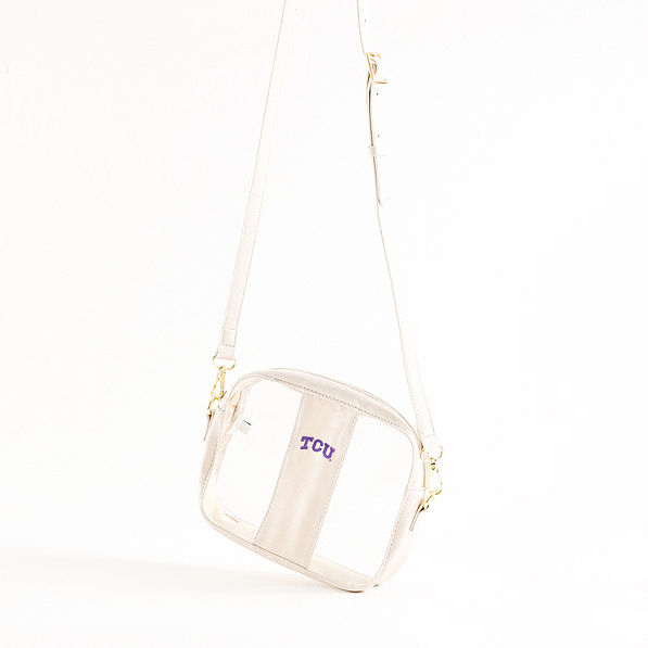 tcu horned frogs clear stadium crossbody bag in studio