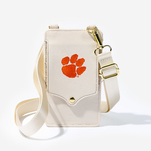 Clemson Tiger Phone Crossbody in Bone