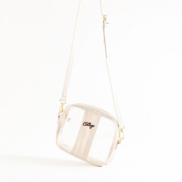 cofc clear stadium crossbody bag studio shot
