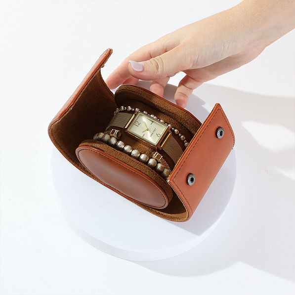 Personalized Travel Watch Roll with female watch