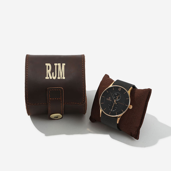 Personalized Leather Watch Holder with insert