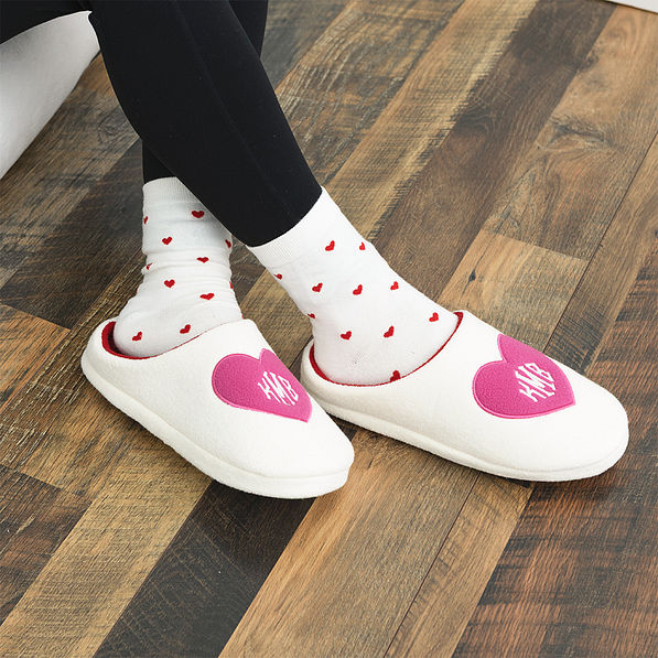 pink hearts slippers with heart socks