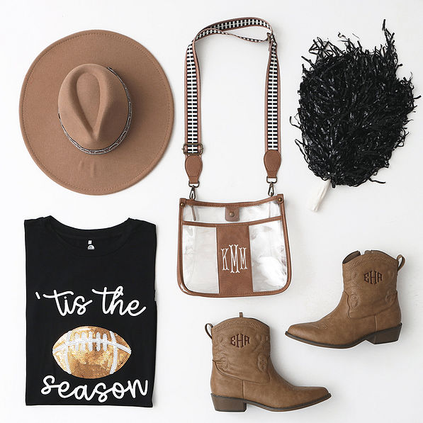 brown clear saddlebag flatlay