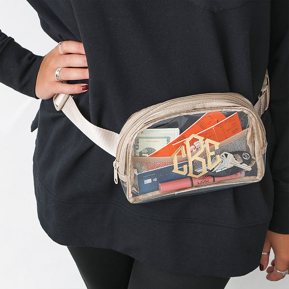 clear belt bag around waist