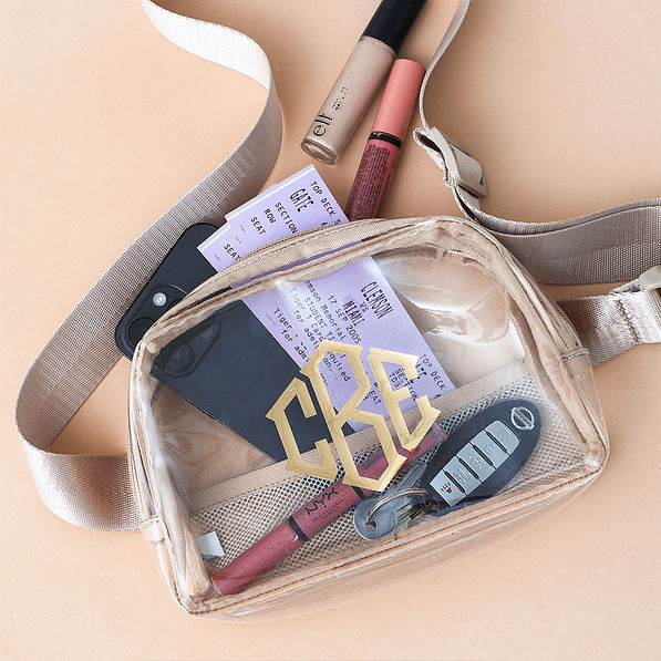 clear belt bag flatlay
