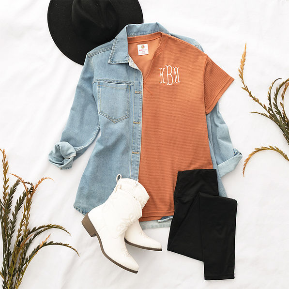 sienna waffle shirt flatlay