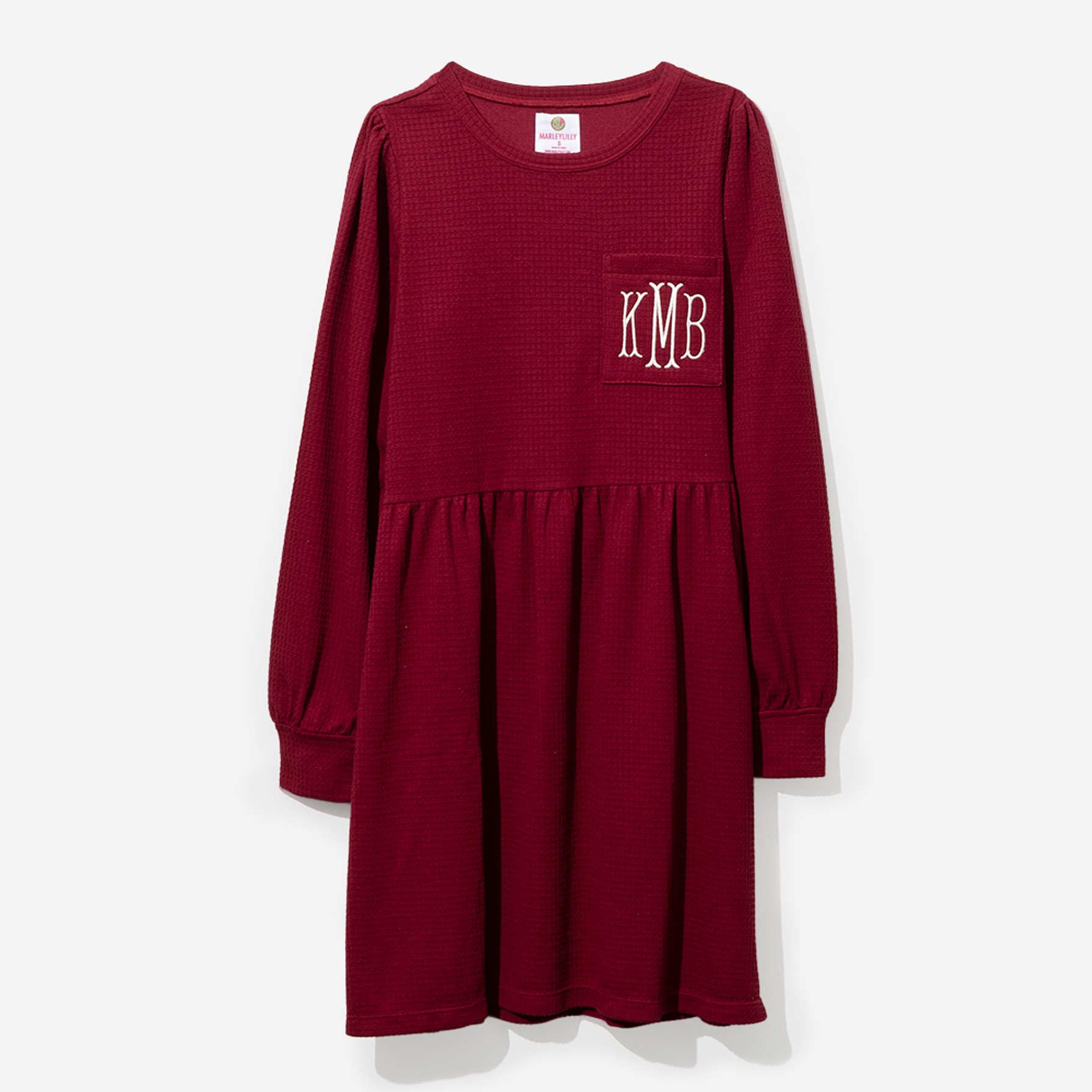 Waffle Knit Belted A-line Dress