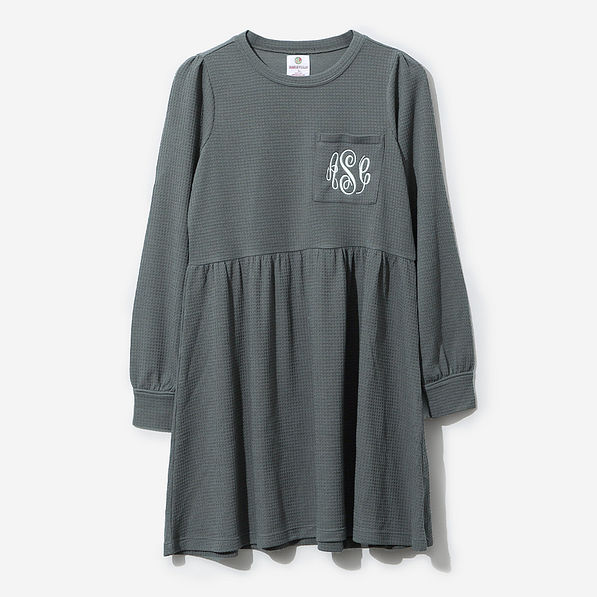 Personalized Waffle Puff Sleeve Dress | Marleylilly