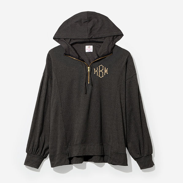 monogrammed hoodie in charcoal