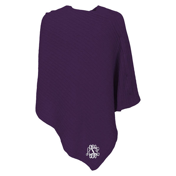 monogrammed poncho in purple monogrammed poncho in purple