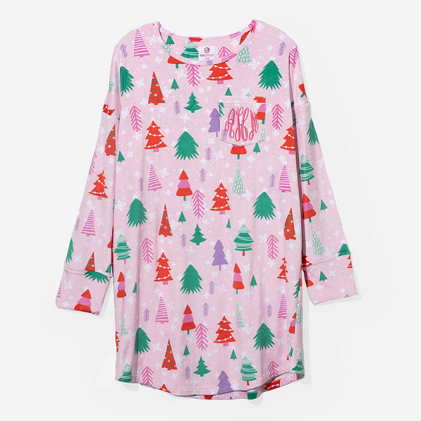 monogrammed nightgown in pink wonderland