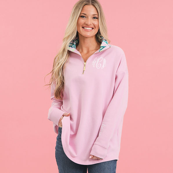 bermuda ikat monogrammed faith pullover with jeans