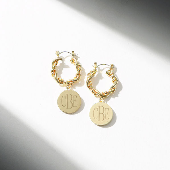 gold cable hoop earrings studio shot