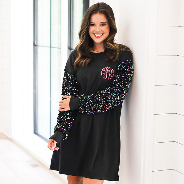 black sequin dress on peyton