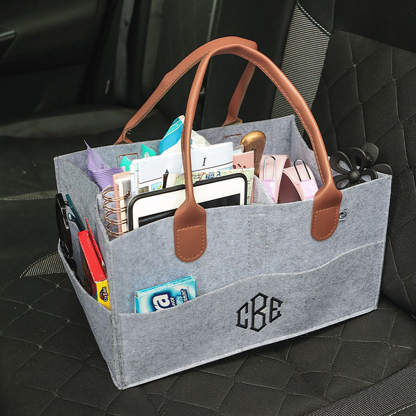 gray home organizer in car