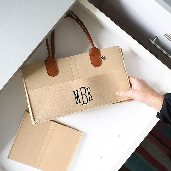 khaki home organizer folded up